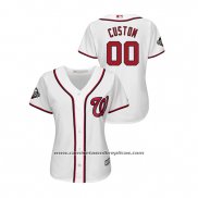 Camiseta Beisbol Mujer Washington Nationals Personalizada 2019 World Series Bound Cool Base Blanco