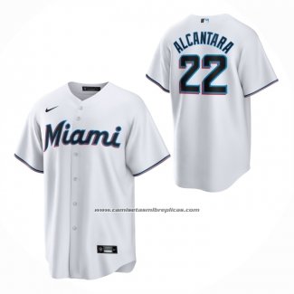 Camiseta Beisbol Nino Miami Marlins Sandy Alcantara Primera Replica Blanco