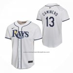 Camiseta Beisbol Nino Tampa Bay Rays Junior Caminero Primera Game Blanco