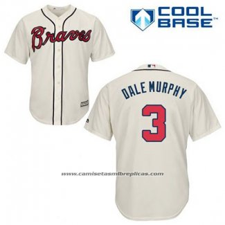 Camiseta Beisbol Hombre Atlanta Braves 3 Dale Murphy Crema Alterno Cool Base