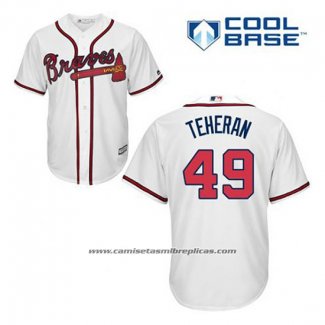 Camiseta Beisbol Hombre Atlanta Braves 49 Julio Teheran Blanco Primera Cool Base