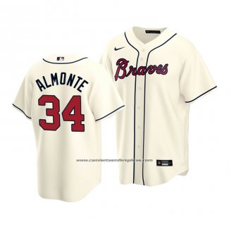 Camiseta Beisbol Hombre Atlanta Braves Abraham Almonte Replica Crema