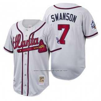 Camiseta Beisbol Hombre Atlanta Braves Dansby Swanson Cooperstown Collection Autentico Blanco