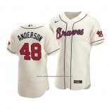 Camiseta Beisbol Hombre Atlanta Braves Ian Anderson Autentico Alterno Crema