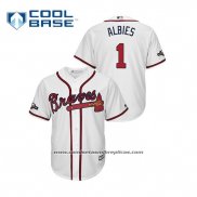 Camiseta Beisbol Hombre Atlanta Braves Ozzie Albies 2019 Postemporada Cool Base Blanco