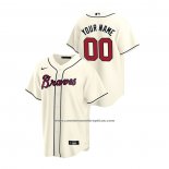 Camiseta Beisbol Hombre Atlanta Braves Personalizada 2020 Replica Alterno Crema