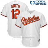 Camiseta Beisbol Hombre Baltimore Orioles 12 Seth Smith Blanco Cool Base