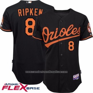 Camiseta Beisbol Hombre Baltimore Orioles 8 Cal Ripken Autentico Collection Negro Flex Base