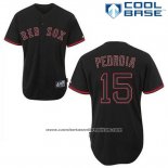 Camiseta Beisbol Hombre Boston Red Sox 15 Dustin Pedroia Negro Fashion Cool Base