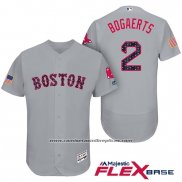 Camiseta Beisbol Hombre Boston Red Sox 2017 Estrellas y Rayas Xander Bogaerts Gris Flex Base