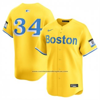 Camiseta Beisbol Hombre Boston Red Sox David Ortiz Alterno 3 Limited Amarillo