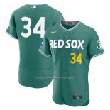 Camiseta Beisbol Hombre Boston Red Sox David Ortiz City Connect Autentico Retorno Parche Patrocinador Verde