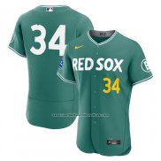 Camiseta Beisbol Hombre Boston Red Sox David Ortiz City Connect Autentico Retorno Parche Patrocinador Verde