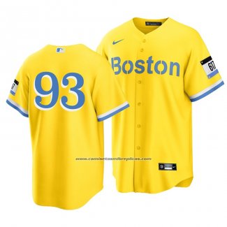 Camiseta Beisbol Hombre Boston Red Sox Jarren Duran 2021 City Connect Replica Oro