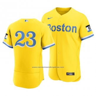 Camiseta Beisbol Hombre Boston Red Sox Michael Chavis 2021 City Connect Autentico Oro