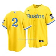 Camiseta Beisbol Hombre Boston Red Sox Xander Bogaerts 2021 City Connect Oro