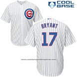Camiseta Beisbol Hombre Chicago Cubs 17 Kris Bryant Blanco Autentico Collection Cool Base