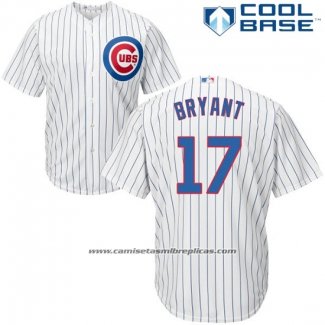 Camiseta Beisbol Hombre Chicago Cubs 17 Kris Bryant Blanco Autentico Collection Cool Base