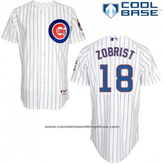 Camiseta Beisbol Hombre Chicago Cubs 18 Ben Zobrist Blanco Cool Base