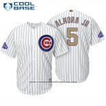 Camiseta Beisbol Hombre Chicago Cubs 5 Albert Almora Jr. Blanco Oro Cool Base