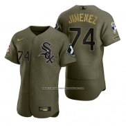 Camiseta Beisbol Hombre Chicago White Sox Eloy Jimenez Camuflaje Digital Verde 2021 Salute To Service