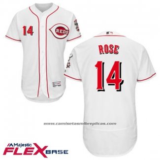 Camiseta Beisbol Hombre Cincinnati Reds 14 Pete Rose Blanco Flex Base Autentico Collection
