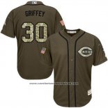 Camiseta Beisbol Hombre Cincinnati Reds 30 Ken Griffey Verde Salute To Service