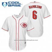 Camiseta Beisbol Hombre Cincinnati Reds Billy Hamilton 6 Blanco Primera Cool Base