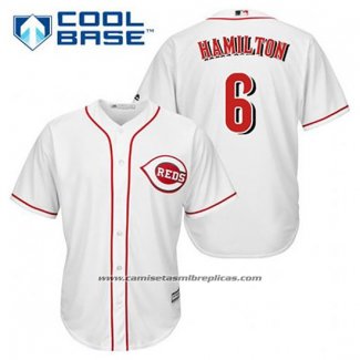 Camiseta Beisbol Hombre Cincinnati Reds Billy Hamilton 6 Blanco Primera Cool Base