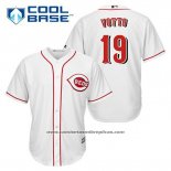 Camiseta Beisbol Hombre Cincinnati Reds Joey Votto 19 Blanco Primera Cool Base