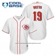 Camiseta Beisbol Hombre Cincinnati Reds Joey Votto 19 Blanco Primera Cool Base