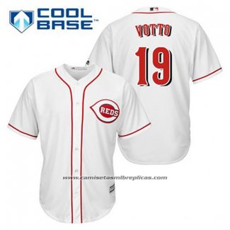 Camiseta Beisbol Hombre Cincinnati Reds Joey Votto 19 Blanco Primera Cool Base