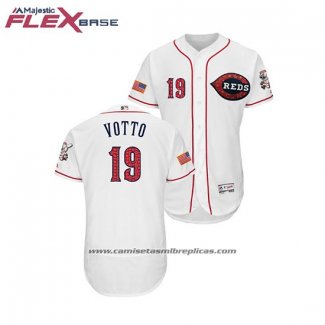 Camiseta Beisbol Hombre Cincinnati Reds Joey Votto 2018 Stars & Stripes Flex Base Blanco