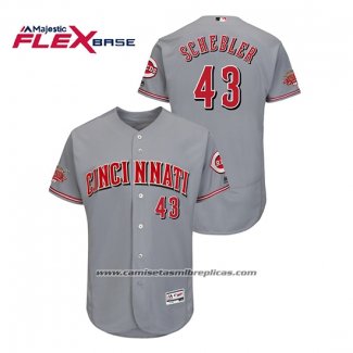 Camiseta Beisbol Hombre Cincinnati Reds Scott Schebler Flex Base Gris