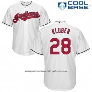 Camiseta Beisbol Hombre Cleveland Indians 28 Corey Kluber Blanco Cool Base