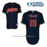 Camiseta Beisbol Hombre Cleveland Indians Bob Feller 19 Azul Alterno Cool Base