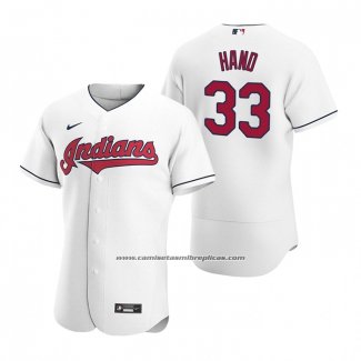 Camiseta Beisbol Hombre Cleveland Indians Brad Hand Autentico 2020 Primera Blanco