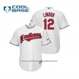 Camiseta Beisbol Hombre Cleveland Indians Francisco Lindor 2019 All Star Patch Cool Base Blanco