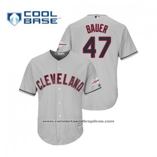 Camiseta Beisbol Hombre Cleveland Indians Trevor Bauer 2019 All Star Patch Cool Base Gris