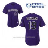 Camiseta Beisbol Hombre Colorado Rockies Charlie Blackmon 19 Violeta Alterno Cool Base
