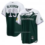 Camiseta Beisbol Hombre Colorado Rockies Charlie Blackmon 2022 City Connect Replica Verde
