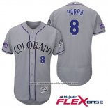 Camiseta Beisbol Hombre Colorado Rockies Gerardo Parra 8 Gris Autentico Collection Flex Base