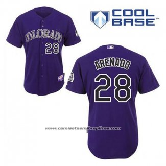 Camiseta Beisbol Hombre Colorado Rockies Nolan Arenado 28 Violeta Alterno Cool Base