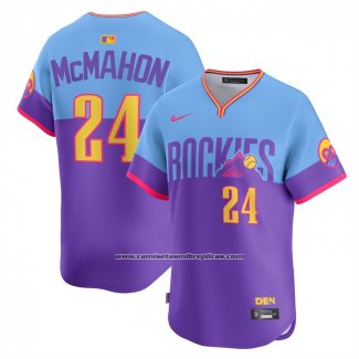 Camiseta Beisbol Hombre Colorado Rockies Ryan McMahon 2025 City Connect Limited Azul Violeta