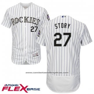 Camiseta Beisbol Hombre Colorado Trevor Story 27 Blanco Flex Base Autentico Collection