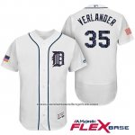 Camiseta Beisbol Hombre Detroit Tigers 2017 Estrellas y Rayas Justin Verlander Blanco Flex Base Camiseta Beisbol Hombre Detroit Tigers 2017 Estrellas y Rayas Justin Verlander Blanco Flex Base