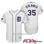 Camiseta Beisbol Hombre Detroit Tigers 2017 Estrellas y Rayas Justin Verlander Blanco Flex Base