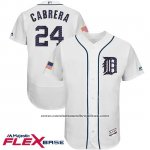 Camiseta Beisbol Hombre Detroit Tigers 2017 Estrellas y Rayas Miguel Cabrera Blanco Flex Base Camiseta Beisbol Hombre Detroit Tigers 2017 Estrellas y Rayas Miguel Cabrera Blanco Flex Base