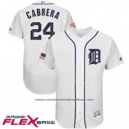 Camiseta Beisbol Hombre Detroit Tigers 2017 Estrellas y Rayas Miguel Cabrera Blanco Flex Base