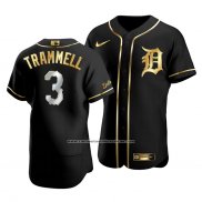 Camiseta Beisbol Hombre Detroit Tigers Alan Trammell Golden Edition Autentico Negro